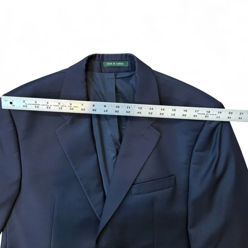 Ralph Lauren Navy Blue Wool Blazer Gold Button Mens Suit Jacket See Measurements